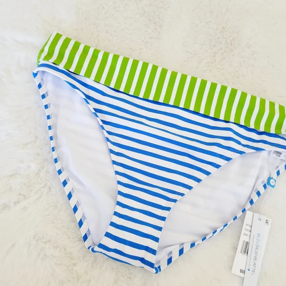 🐠BLEU ROD BEATTIE TIE FRONT CAP SLEEVE BIKINI TOP & FOLDOVER BOTTOMS SIZE 12 - Picture 8 of 9